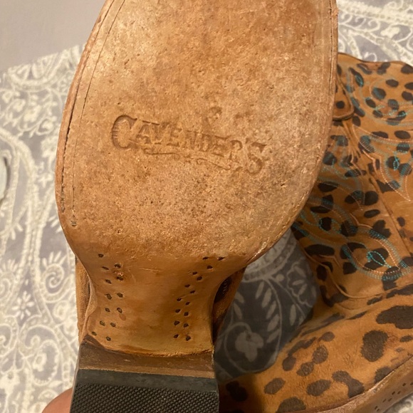 Cavendars Exotic Square Toe animal leopard print Cowboy Boots size 6.5 - Picture 3 of 7
